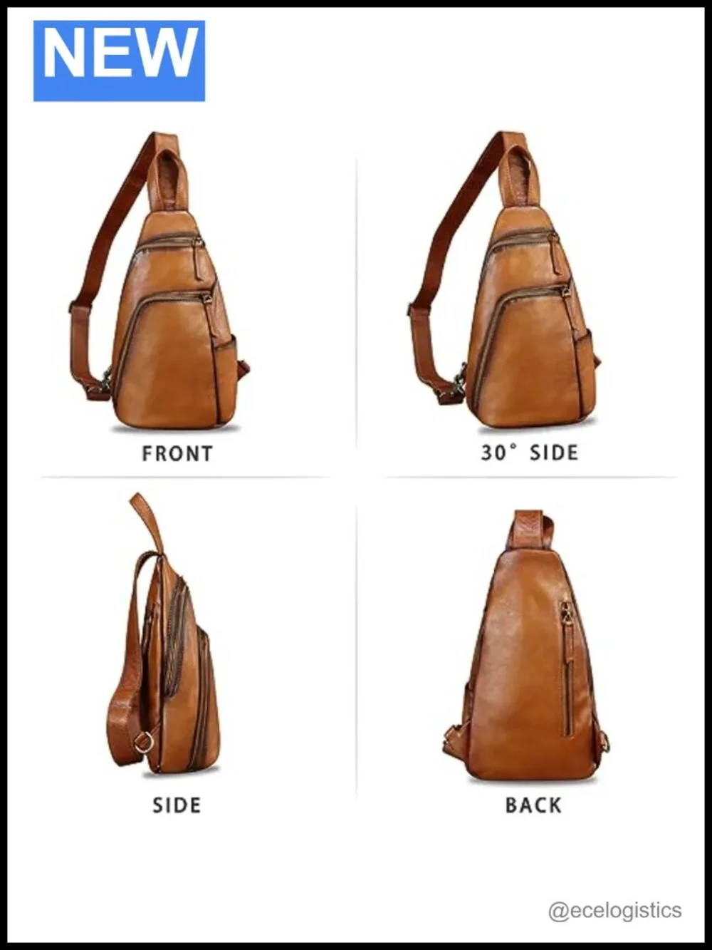 Genuine Leather Sling Bag Crossbody Backpack Shoulder Purse
